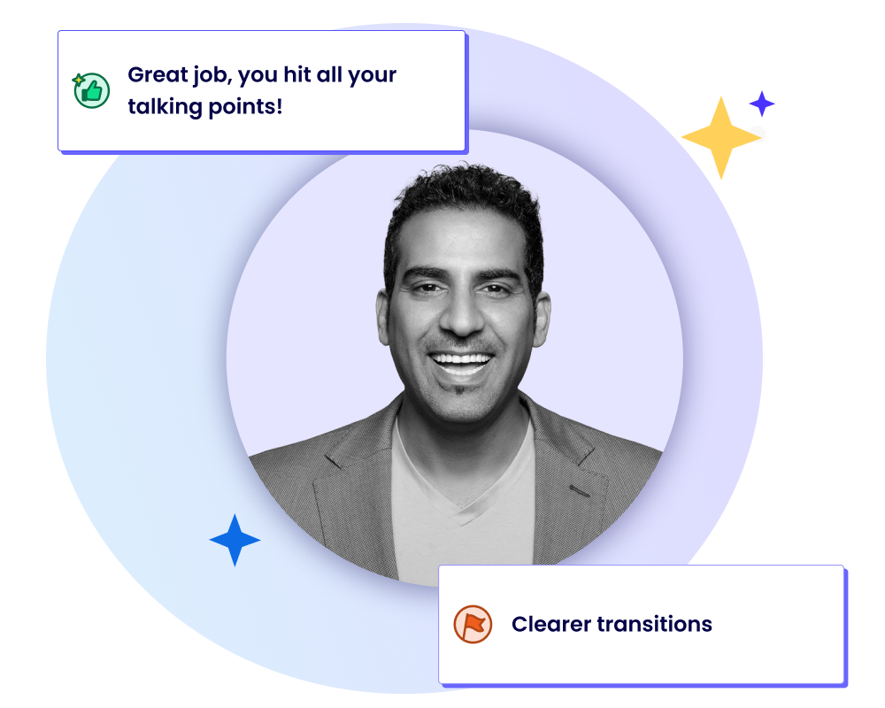 Coaching feedback on talking points and transitions